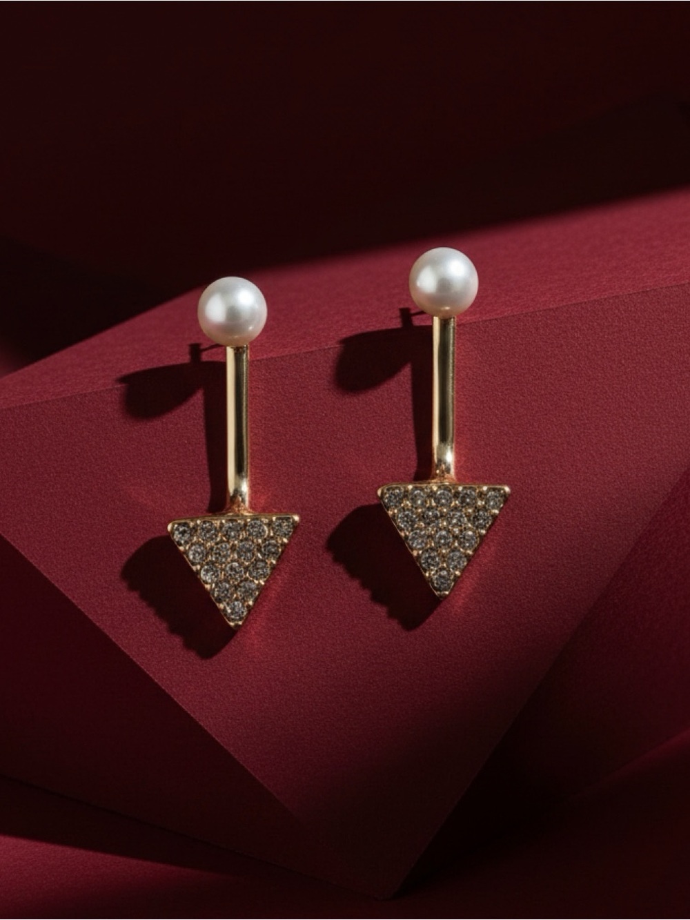Pearl and Gold Arrow Drop Earrings